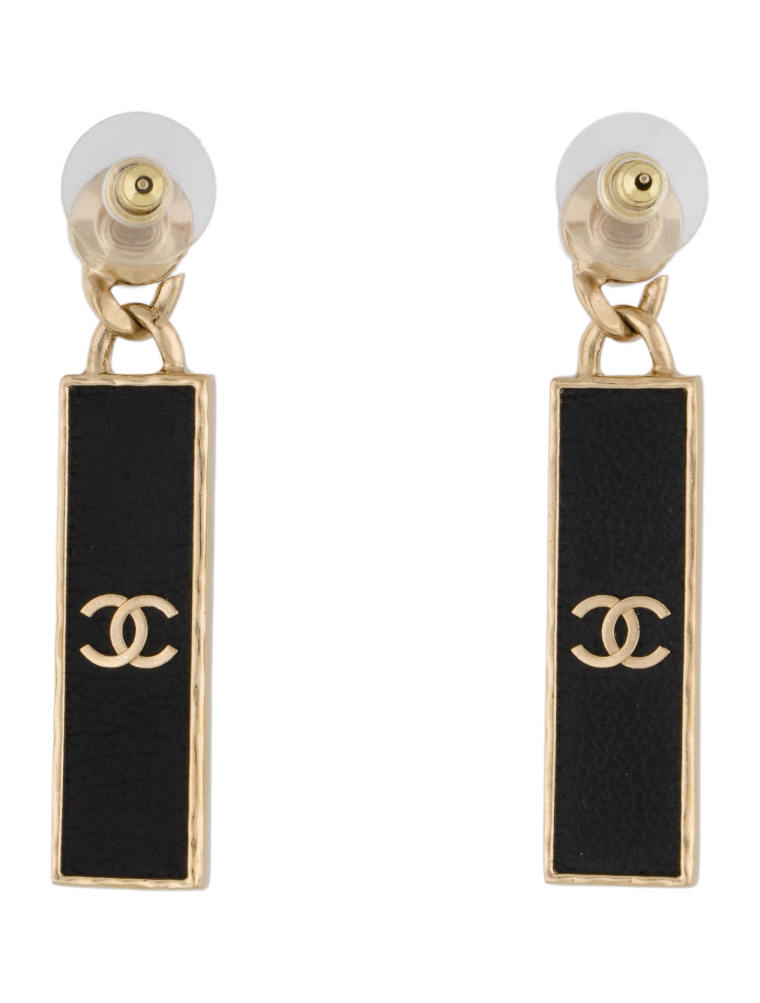 Chanel 2023 Strass & Enamel 'CHANEL' Drop Earrings